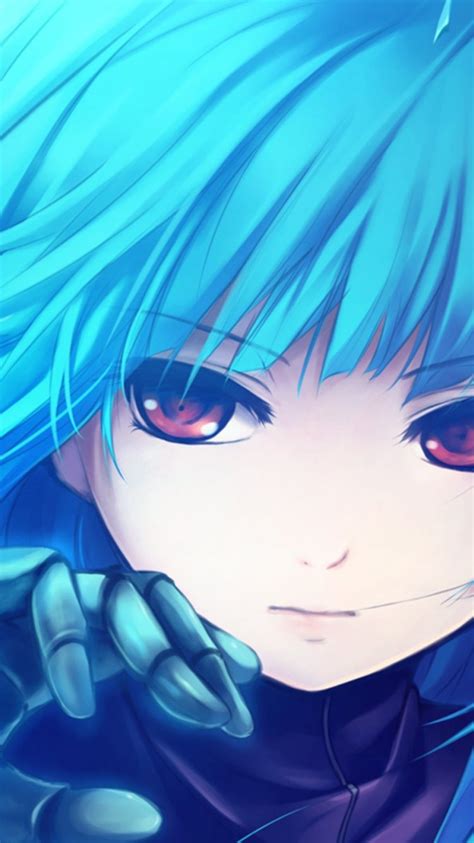 Blue Hair Anime Girl Warrior 750x1334 Wallpaper