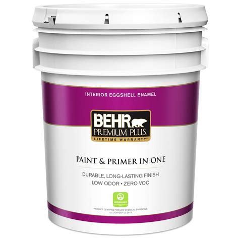 Behr Premium Plus 5 Gal Ultra Pure White Eggshell Enamel Zero Voc