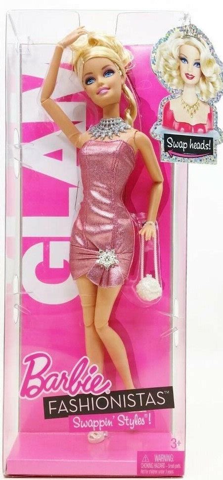 Barbie Barbie Fashionistas Swappin Stylesswap Heads Glam Doll Mattel T7413 Nrfb Rare