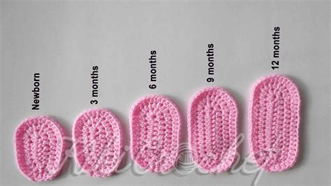 Crochet Sole For Baby Slippers 5 Sizes 0 12months Chart Youtube