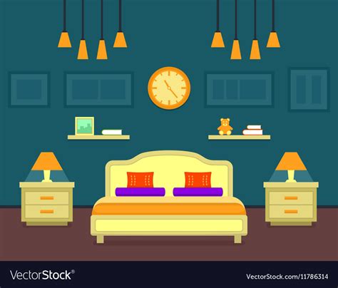 Bedroom Cozy Interior Royalty Free Vector Image