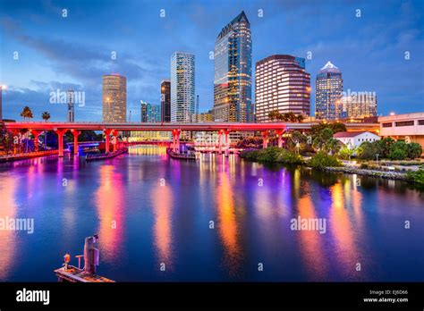 Tampa Florida Usa Downtown Skyline On The Hillsborough River Stock