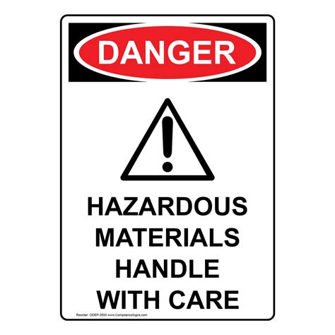 Osha Danger Hazardous Materials Handle With Care Sign Ode Hazmat