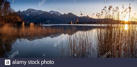 Sunset Kochel Am See Lake Kochel Upper Bavaria Bavaria Germany