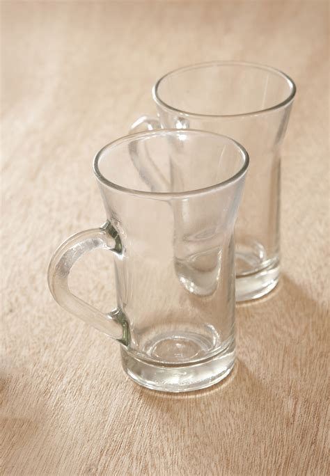 Two Empty Clean Tea Glasses With Handles Free Stock Image