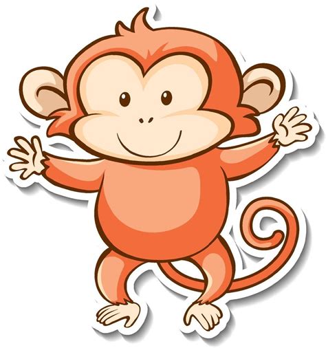 Sticker Design With Cute Monkey Isolated 3188750 Vector Art At Vecteezy