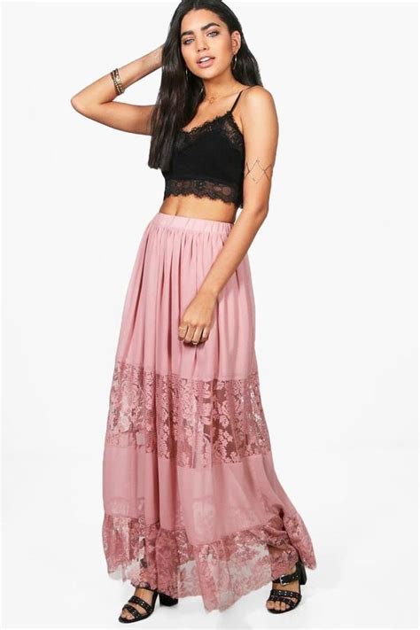 Lace Panelled Chiffon Maxi Skirt Boohoo Chiffon Maxi Skirt Chiffon