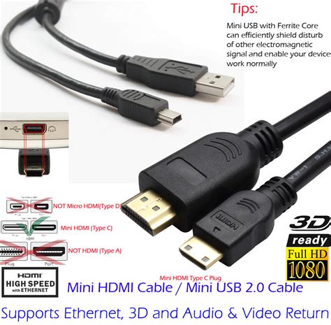 Search newegg.com for usb to hdmi adapter. HDMI to Mini HDMI Type C Video Cable+USB 2.0 A To Mini 5 ...