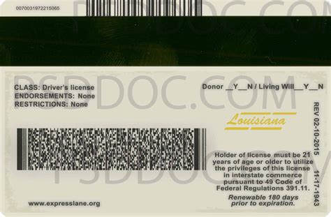 Usa Louisiana Driver License Front Back Sides Psd Store