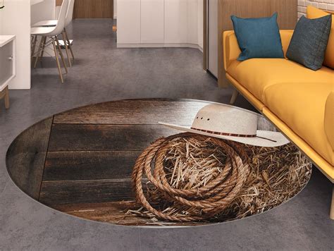 Western Round Rugs For Bedroom American West Rodeo Hat