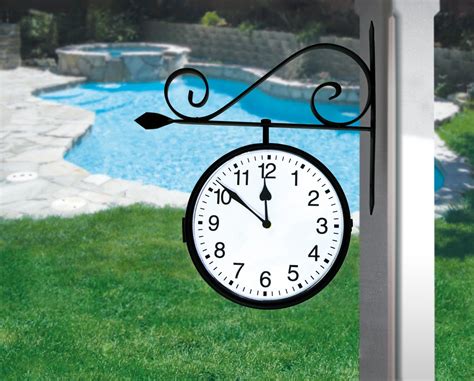 Poolmaster 52608 Dual Sided Hanging Clock Black Amazonca Patio