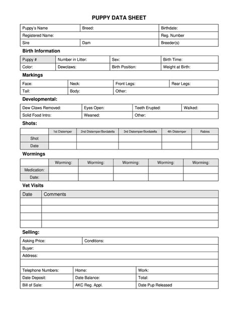 Printable Puppy Shot Record Form Fill Out And Sign Printable Pdf