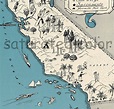 California Map Art High Res DIGITAL IMAGE 1930s Vintage Picture Map ...