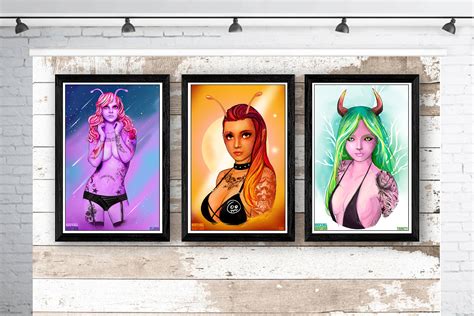 Sale Any 3 Sexy Martian Girl Pin Up Signed By The Artist Etsy