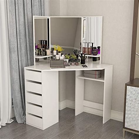 A bedroom vanity gives you ample space to sit and get ready without having to fight for extra room. corner vanity table - Most Popular Living Room Design ...