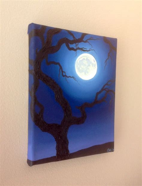 Full Moon Creepy Tree Oil Painting Etsy