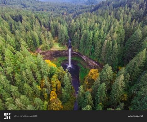 Aerial View Of Silver Falls State Park In Oregon Usa Stock Photo Offset