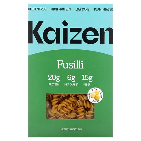 kaizen fusilli gluten free high protein low carb plant based 8 oz 226 g