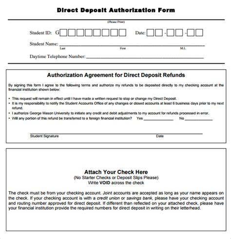 Free 7 Sample Direct Deposit Authorization Form Examples In Pdf Ms Word