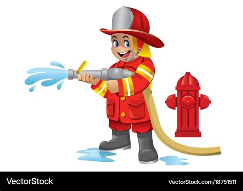 Cute Cartoon Kid Of Firefighter Royalty Free Vector Image