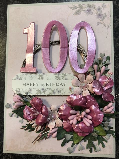 Card For 100 Year Old By Elizabeth Floral Wreath Floral Happy Birthday