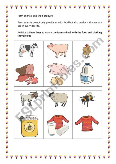 Farm Animals And Their Products Esl Worksheet By Carinavlachos