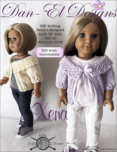 Dan El Designs Xena Doll Clothes Knitting Pattern 18 Inch American Girl Dolls