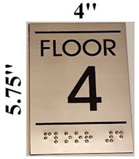 Floor Number Sign Tactile Signs Four 4 Braille Heavy Duty