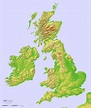 Geographical map of United Kingdom (UK): topography and physical ...