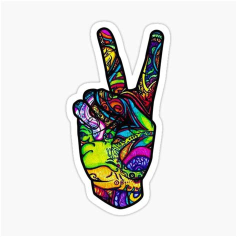 Trippy Peace Hand Sticker For Sale By Kit2795 Redbubble