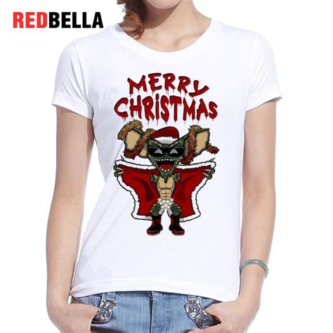 Redbella Weiß Baumwolle T Shirt Frauen Parody Kühlen Humor Lustige Weihnachten Monsters Punk