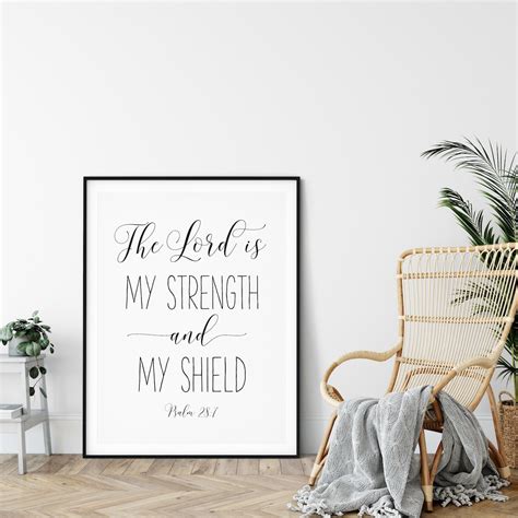 The Lord Is My Strength And My Shield Psalm 287 Bible Verse Etsy