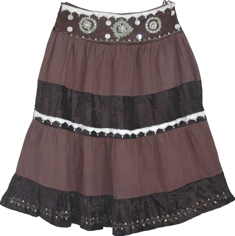 Dark Brown Womens Short Skirt W Sequins Sequin Skirts