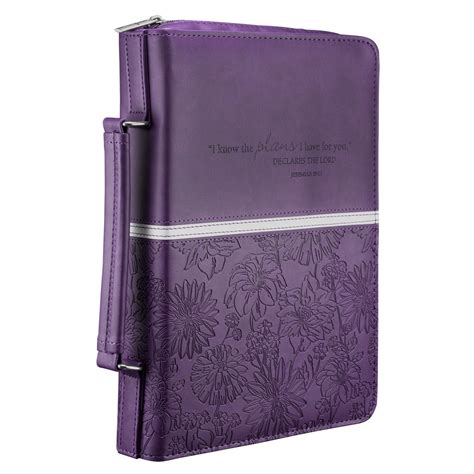 Purple Floral Luxleather Bible Cover Featuring Jer 2911 Medium