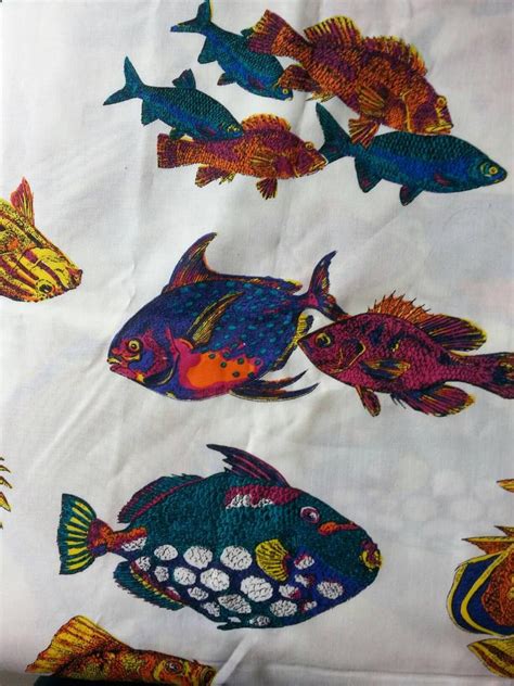 Nautical Colorful Fishes Tropical Cotton Fabric Tropical Print Fabric