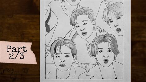 How To Draw Bts Group Sketch Step By Step Outline Drawing Tutorial