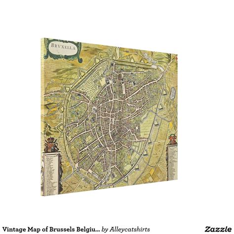 Vintage Map Of Brussels Belgium 1698 Canvas Print Decoupage On