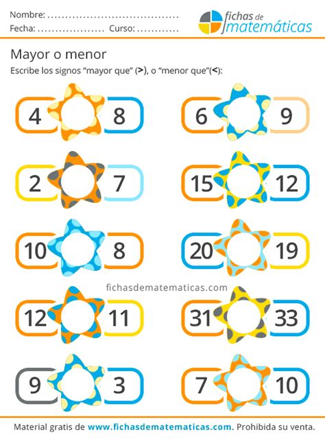 Mayor Que Menor Que Ejercicios Con Los Signos De Mayor Y Menor