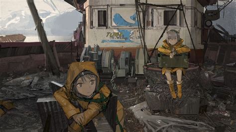 Wallpaper Anime Girls Original Characters Looking Away Raincoat