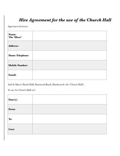 10 Church Hall Hire Agreement Templates In Pdf Doc