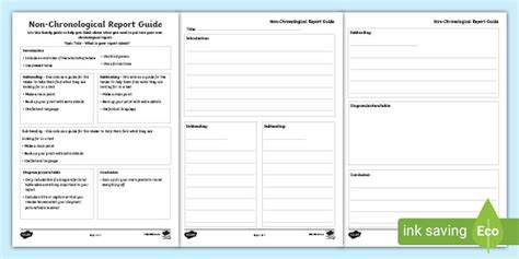 Wide Lined Report Template Non Chronological Reports