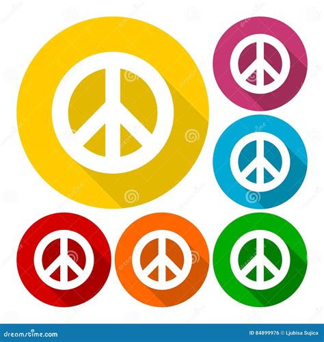 Hippie Peace Symbol With Long Shadow Stock Vector Illustration Of