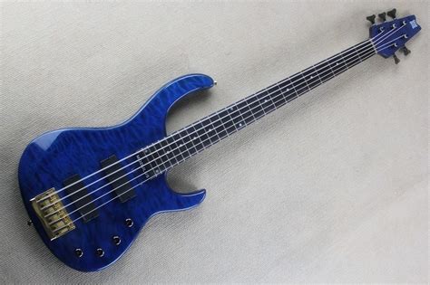 Aged Modulus Fb 5 Bass Guitar Flea Signature Quilted Maple Top Blue 5