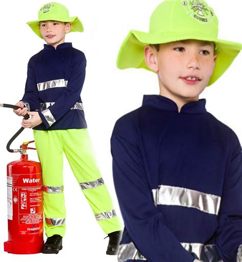 Boys Fireman Sam Fire Fighter Fancy Dress Costume Kids Uniform Book