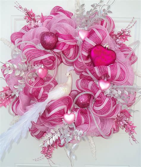 Valentine Wreath Peacock Deco Mesh