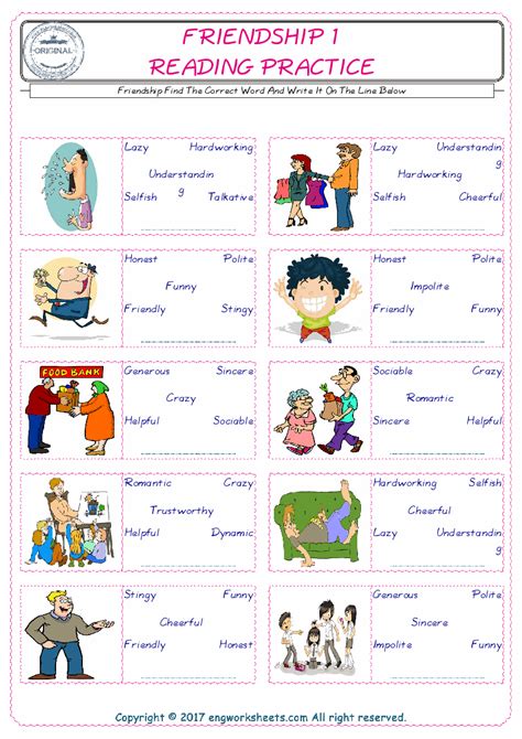 Friendship Esl Printable English Vocabulary Worksheets