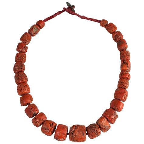 Large Chunky Tibetan Coral Necklace At Stdibs