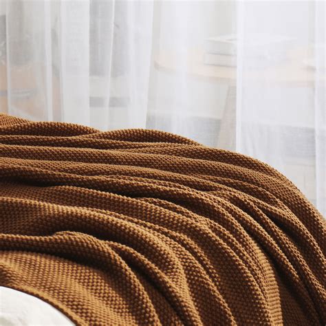 Throw Blanket Cotton Moss Stitch Soft Warm Blanket For Couch Sofa Chair