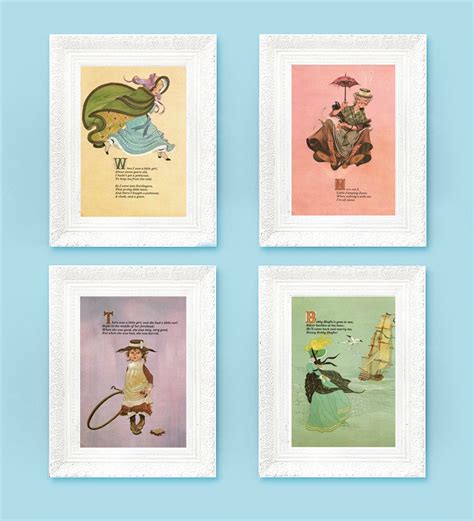 4 X Vintage Nursery Rhyme 8x10 Poem Prints For By Theprintmakers