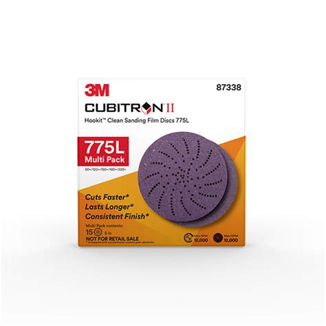 3M Cubitron II Hookit Clean Sanding Film Disc 775L 87338 5 In X NH